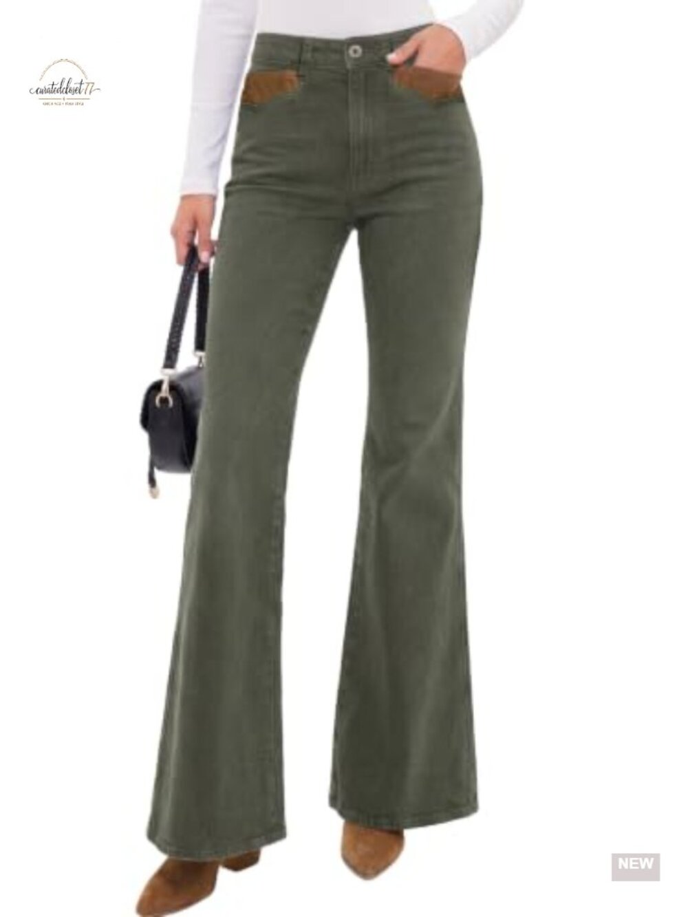 High Waisted Bell Bottom Bootcut Jeans Stretch Washed Denim